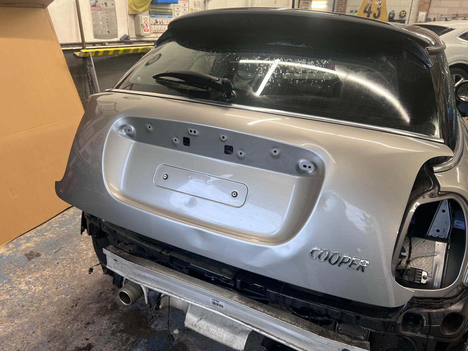 MINI Cooper tailgate resprayed in silver after repair